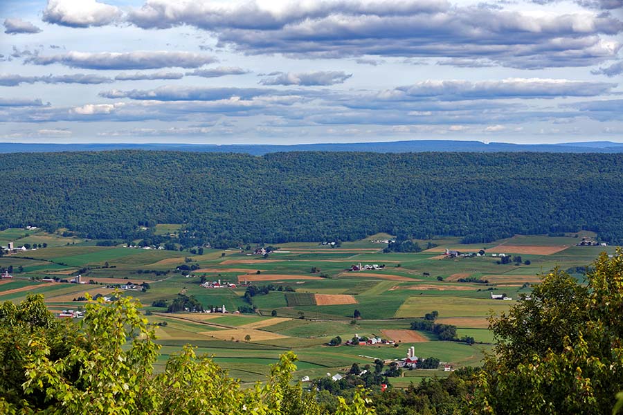 Pennsylvania - Aerial View Of Farmland In Mifflin Pennsylvania